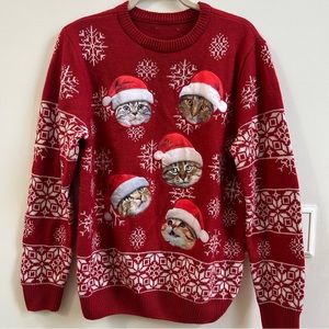 Large unisex Christmas sweater with cats